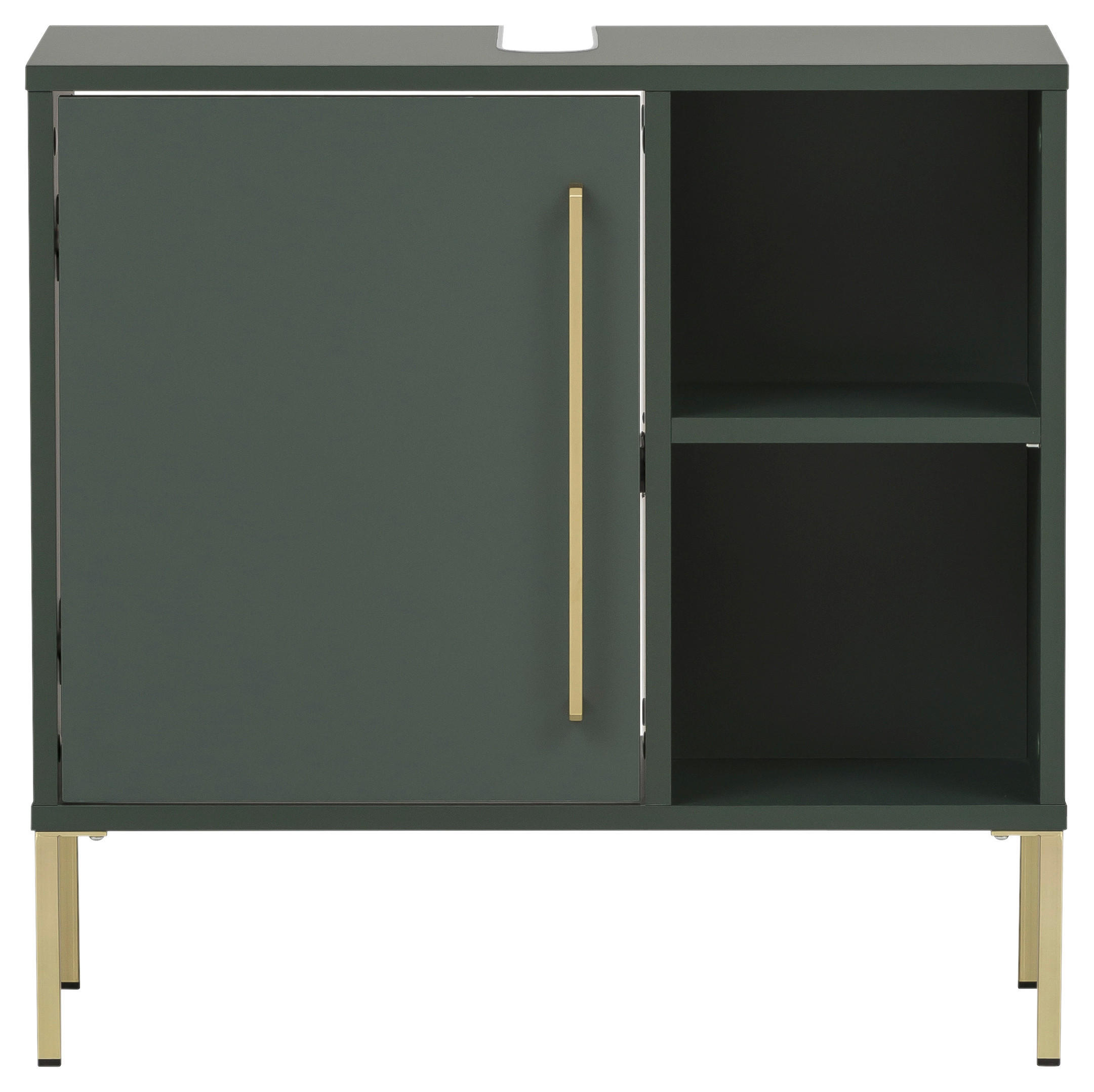 SKRINKA POD UMÝVADLO, lesná zelená, 65,3/63,3/33,1 cm - zlatá/lesná zelená, Modern, kov/kompozitné drevo (65,3/63,3/33,1cm) - Stylife