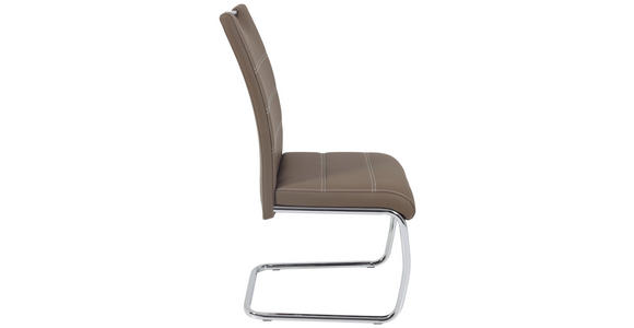 SCHWINGSTUHL in Lederlook - Chromfarben/Dunkelbraun, Design, Textil/Metall (43/98/59cm) - Carryhome