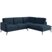 ECKSOFA in Flachgewebe Dunkelblau  - Schwarz/Dunkelblau, Design, Textil/Metall (250/202cm) - Livetastic