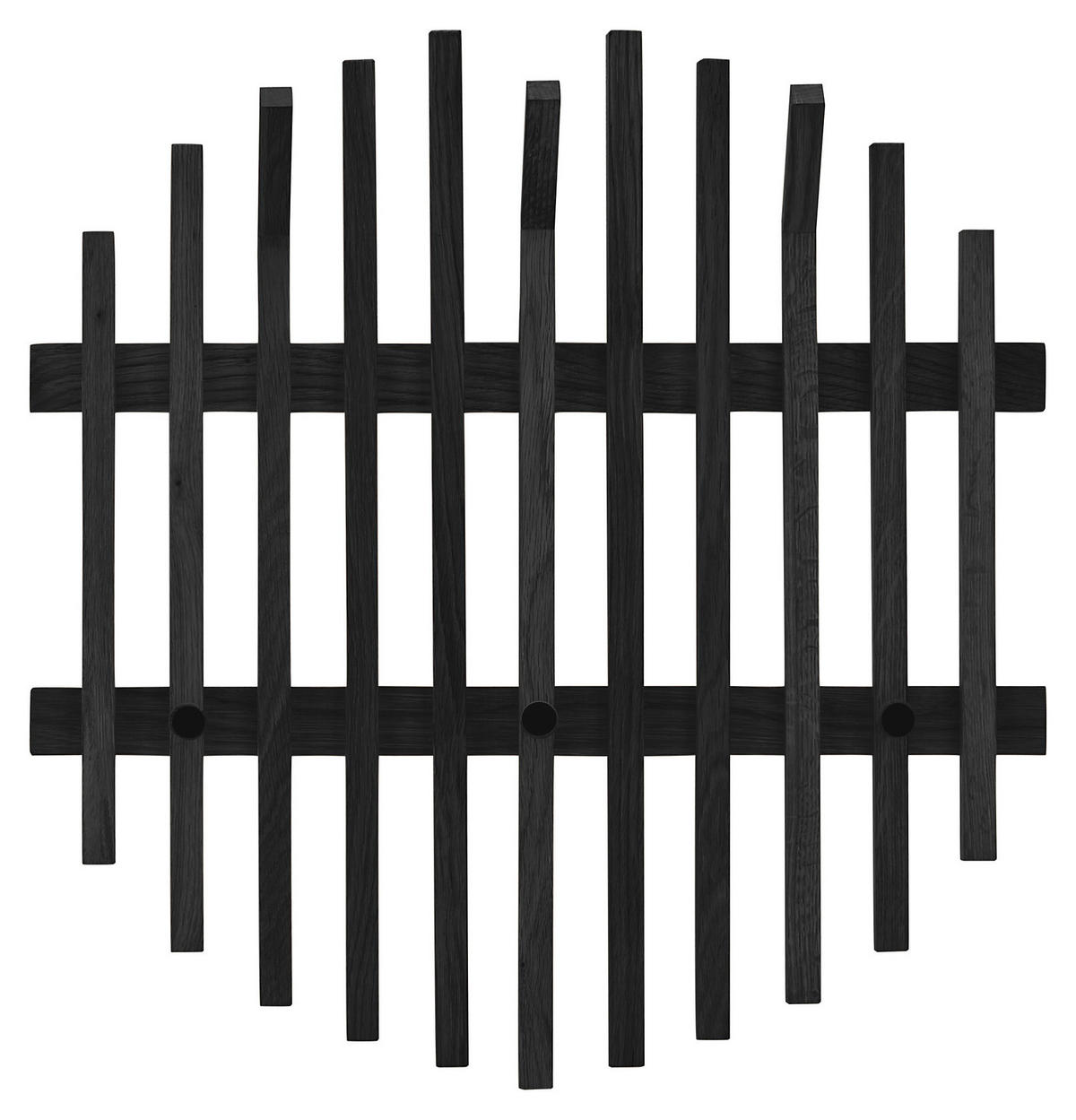 ŠATNÍ PANEL, černá, dub, 58/60/11 cm - černá, Basics, dřevo (58/60/11cm)