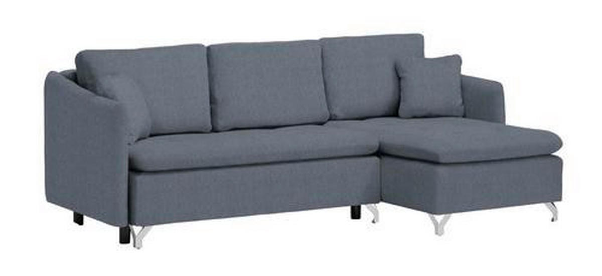 ECKSOFA in Struktur Blau  - Blau/Silberfarben, Design, Textil/Metall (223/146cm) - Ti'me