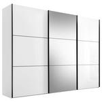 SCHWEBETÜRENSCHRANK 298/222/68 cm 3-türig Weiß  - Schwarz/Weiß, KONVENTIONELL, Glas/Holzwerkstoff (298/222/68cm) - Moderano