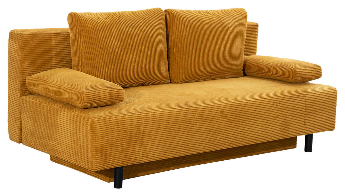 SOFA in Feincord Currygelb  - Currygelb/Schwarz, Konventionell, Holz/Textil (191/92/89cm) - MID.YOU