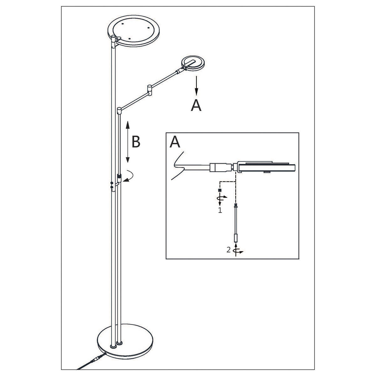 STEHLEUCHTE 58/27/185 cm    - Edelstahlfarben, Design, Glas/Metall (58/27/185cm)