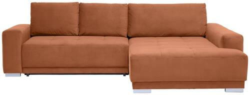 ECKSOFA inkl. Funktionen in Flachgewebe Braun  - Silberfarben/Braun, Design, Holz/Textil (293/195cm) - Cantus