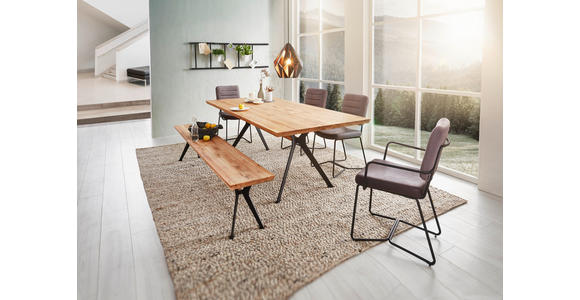 ESSTISCH in Holz 220/100/76 cm  - Eichefarben/Schwarz, Natur, Holz/Metall (220/100/76cm) - Linea Natura