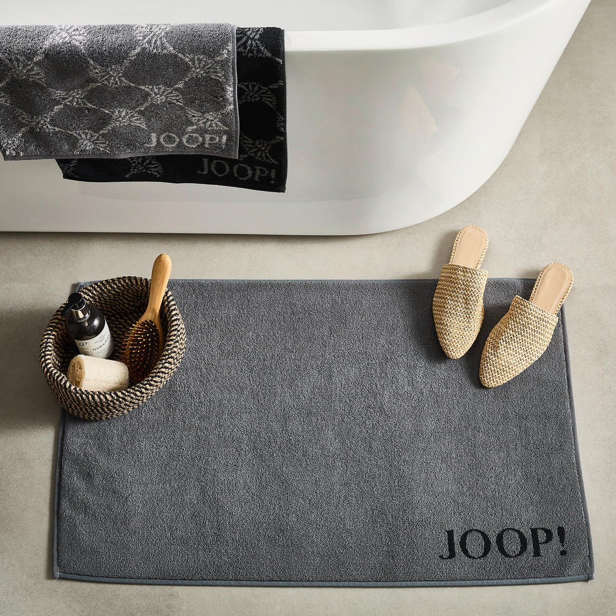 KOPALNIŠKA PREPROGA CLASSIC DOUBLEFACE  antracit, črna 50/80 cm  - črna/antracit, Basics, tekstil (50/80cm) - Joop!