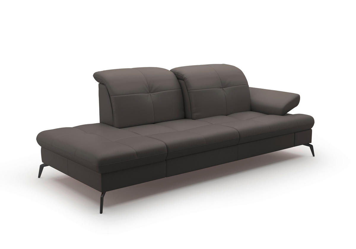 RÉCAMIERE in Vliesstoff Kombination Echtleder/Stoff Mokka  - Schwarz/Mokka, Konventionell, Leder/Textil (231/90/122cm) - Sit & More