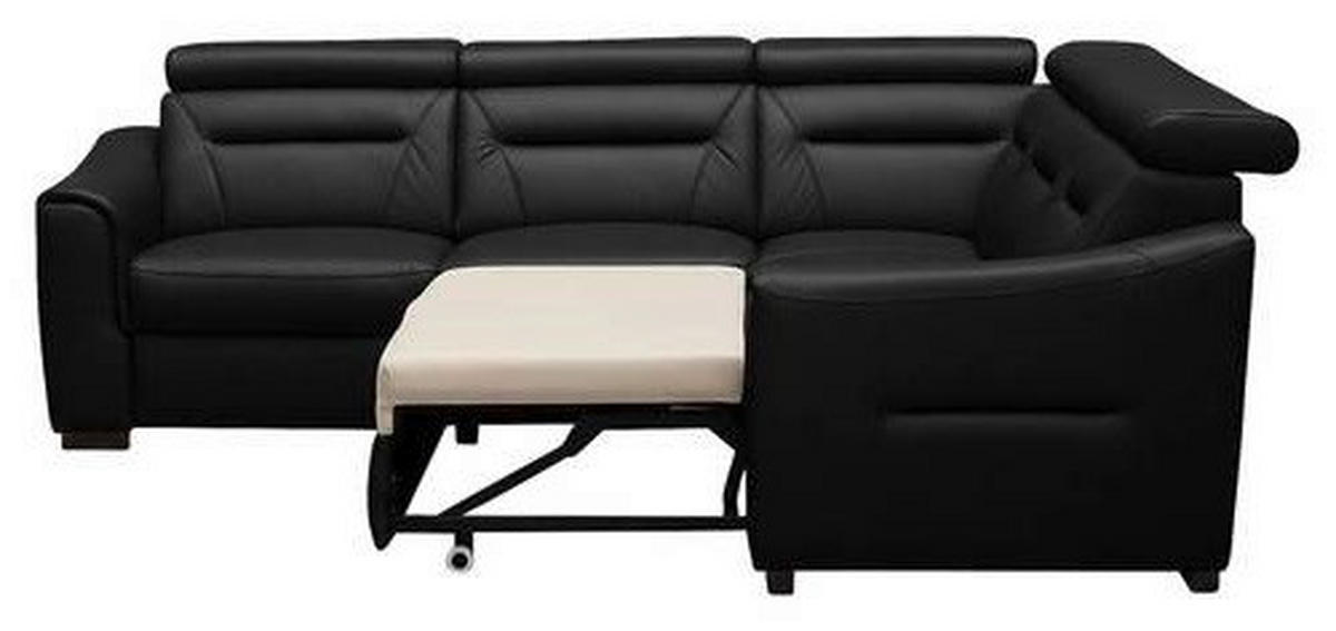 ECKSOFA Lederlook Echtleder Schwarz  - Wengefarben/Schwarz, Design, Leder/Holz (260/260cm) - Celina Home