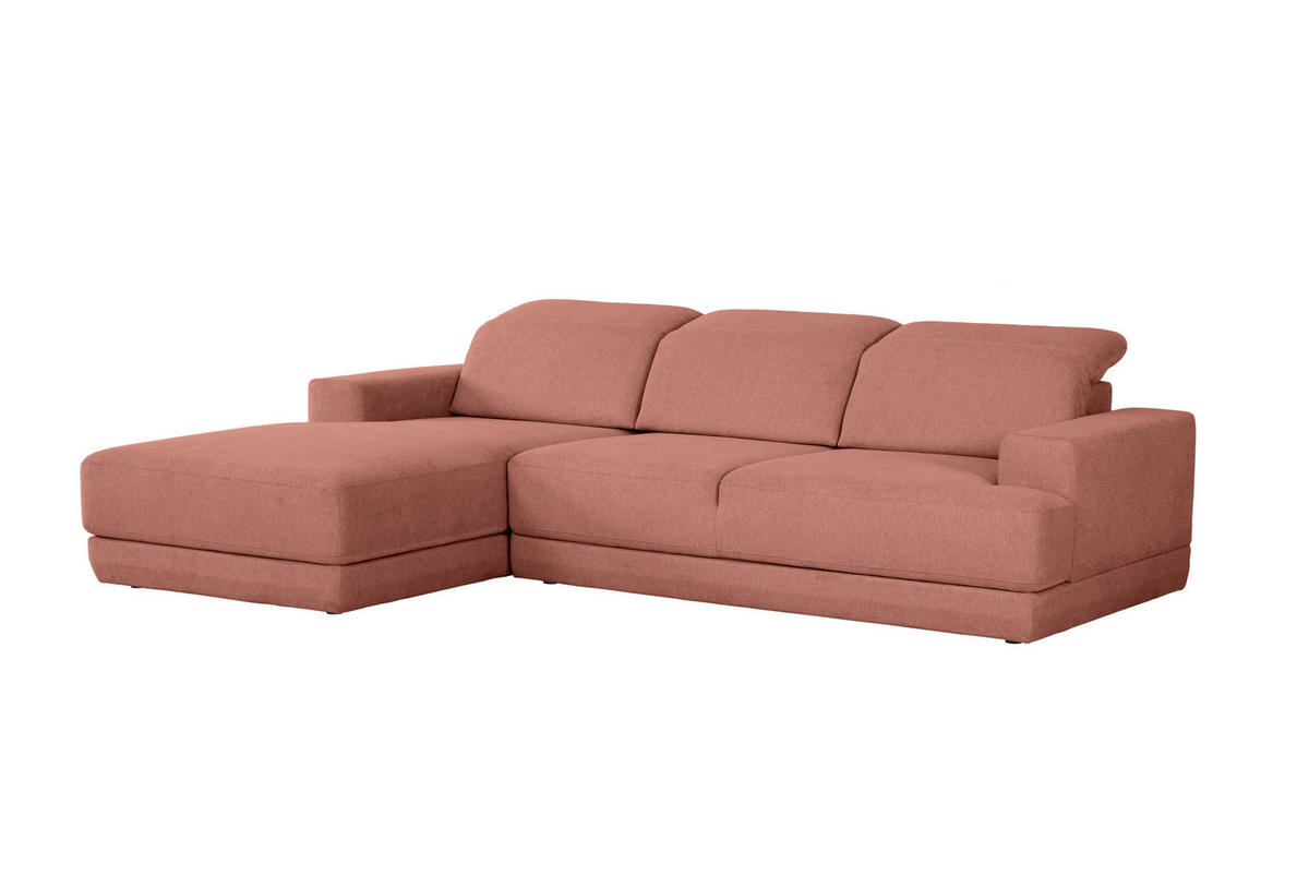 ECKSOFA Rosa Webstoff  - Schwarz/Rosa, Design, Kunststoff/Textil (204/293cm) - MID.YOU