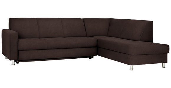 ECKSOFA in Flachgewebe Braun  - Chromfarben/Braun, Design, Textil/Metall (256/198cm) - Xora