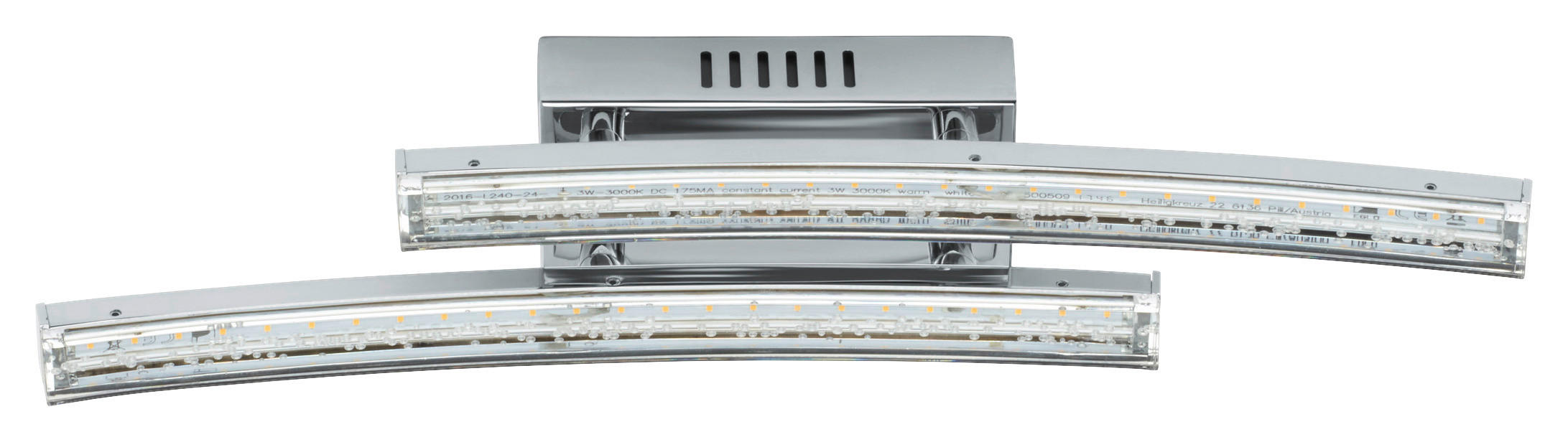 LED-WANDLEUCHTE   - Chromfarben/Transparent, MODERN, Kunststoff/Metall (33cm)