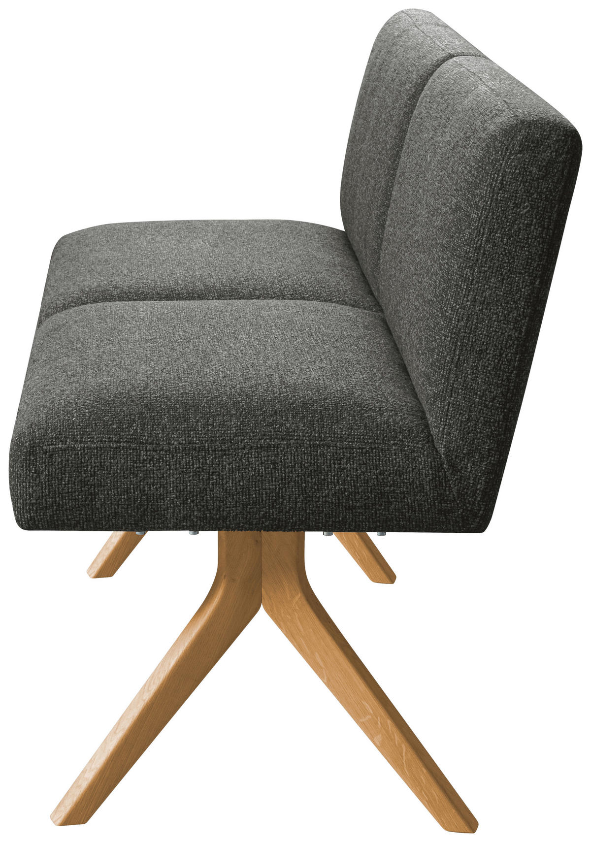 SITZBANK 160/85/69 cm Webstoff Dunkelgrau Eiche vollmassiv  - Eichefarben/Dunkelgrau, KONVENTIONELL, Holz/Textil (160/85/69cm) - Linea Natura