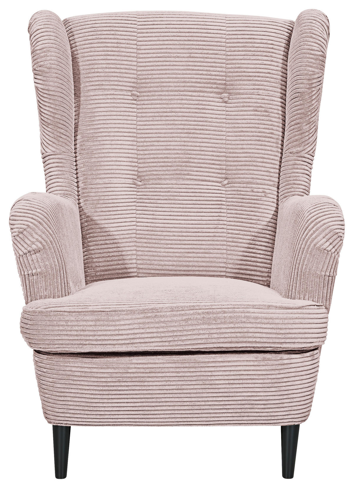 OHRENSESSEL in Cord Rosa  - Schwarz/Rosa, Basics, Holz/Textil (78/102/98cm) - MID.YOU