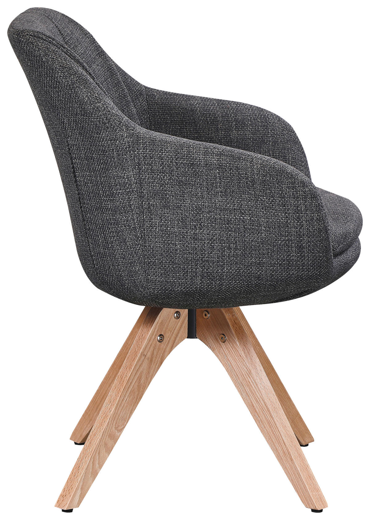 ARMLEHNSTUHL  Sitzfläche 360° drehbar Webstoff  Eichefarben, Dunkelgrau  - Eichefarben/Dunkelgrau, Design, Holz/Textil (62/83/61cm) - Novel