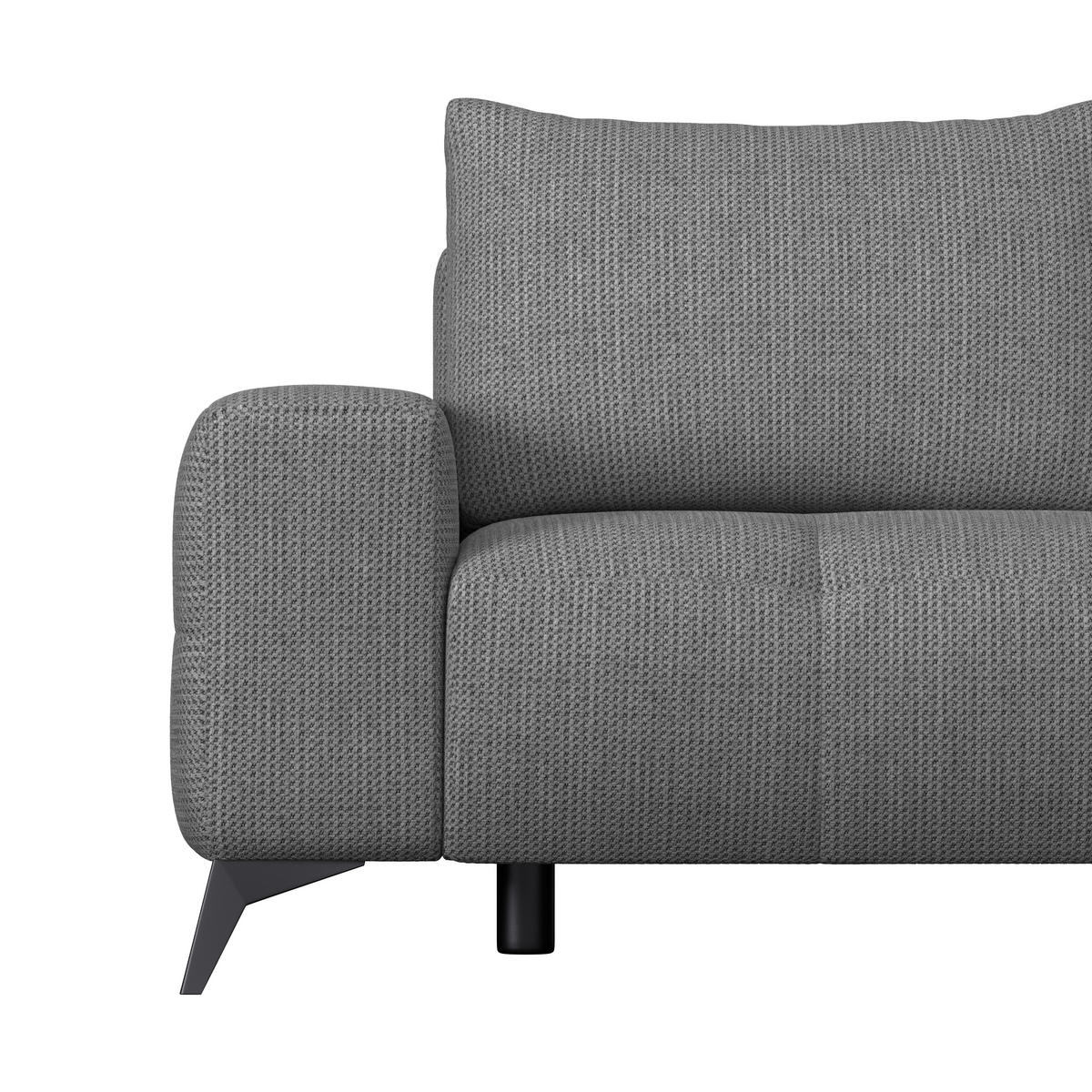 ECKSOFA MAURO Anthrazit Flachgewebe  - Anthrazit/Schwarz, Trend, Textil/Metall (290/175cm) - MID.YOU