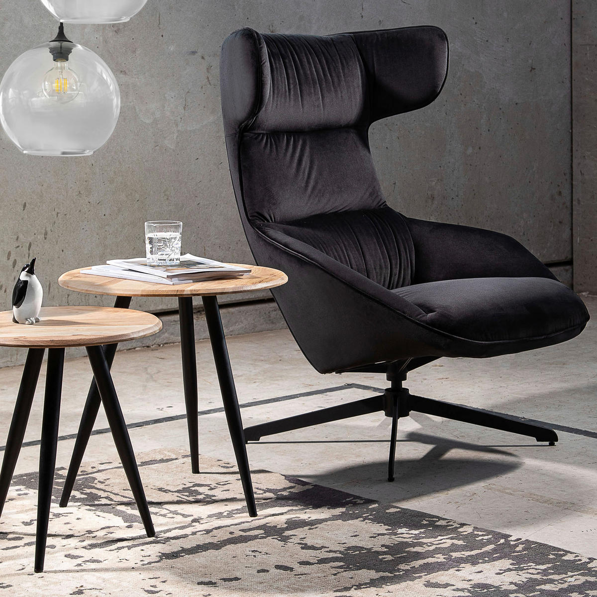 FÅTÖLJ i textil svart  - svart, Klassisk, textil (76/103/93cm) - Livetastic