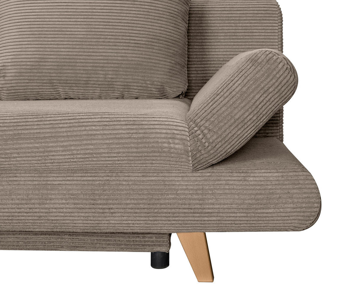 SCHLAFSOFA  mit Schlafen auf Sitzhöhe, haustierfreundlicher Bezug Cord Taupe  - Taupe/Buchefarben, KONVENTIONELL, Holz/Textil (200/75/85cm) - Carryhome