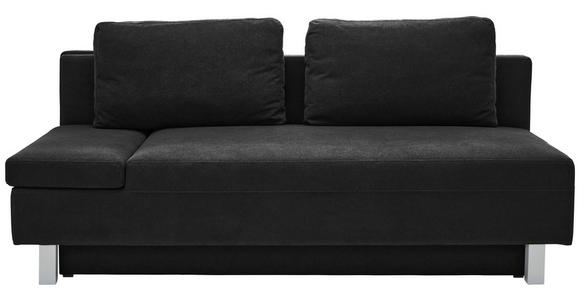SCHLAFSOFA Melody Flachgewebe Schwarz Rückenkissen, Bettkasten, Schlaffunktion, Rücken echt, Armteilverstellung  - Chromfarben/Schwarz, Design, Holz/Textil (205/77-93/99cm) - Novel