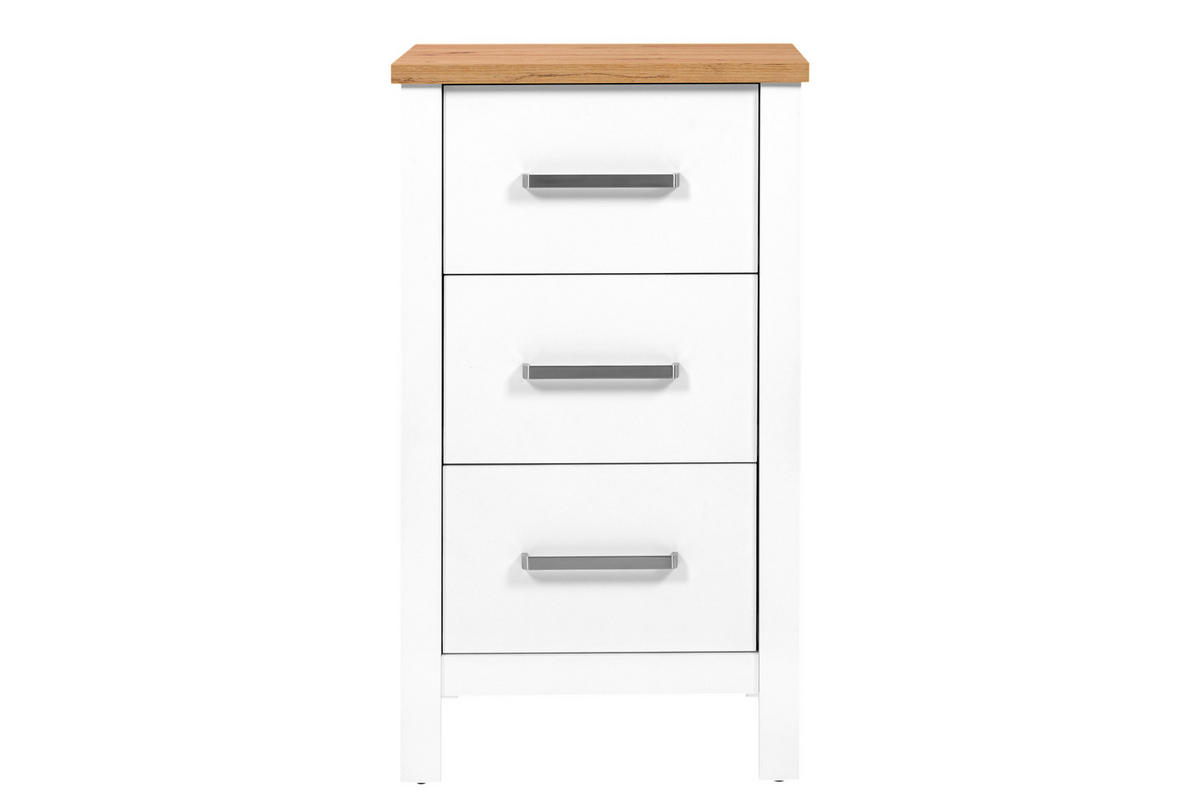 KOMODA   53/92/45 cm   bijela, hrast Artisan  - bijela/srebrne boje, Romantično / ladanjski, drvni materijal/metal (53/92/45cm)