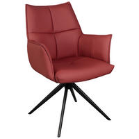 ARMLEHNSTUHL  Lederauswahl, Sitzfläche 360° drehbar  Echtleder  Schwarz, Weinrot  - Weinrot/Schwarz, Design, Leder/Metall (62/91/62cm) - Novel