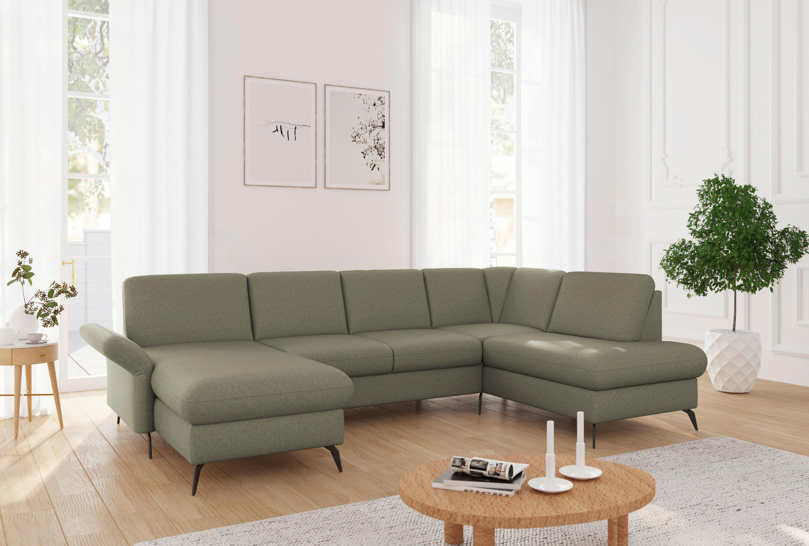 Sit & More Wohnlandschaft Rochelle E Olivgrün 314x195 cm