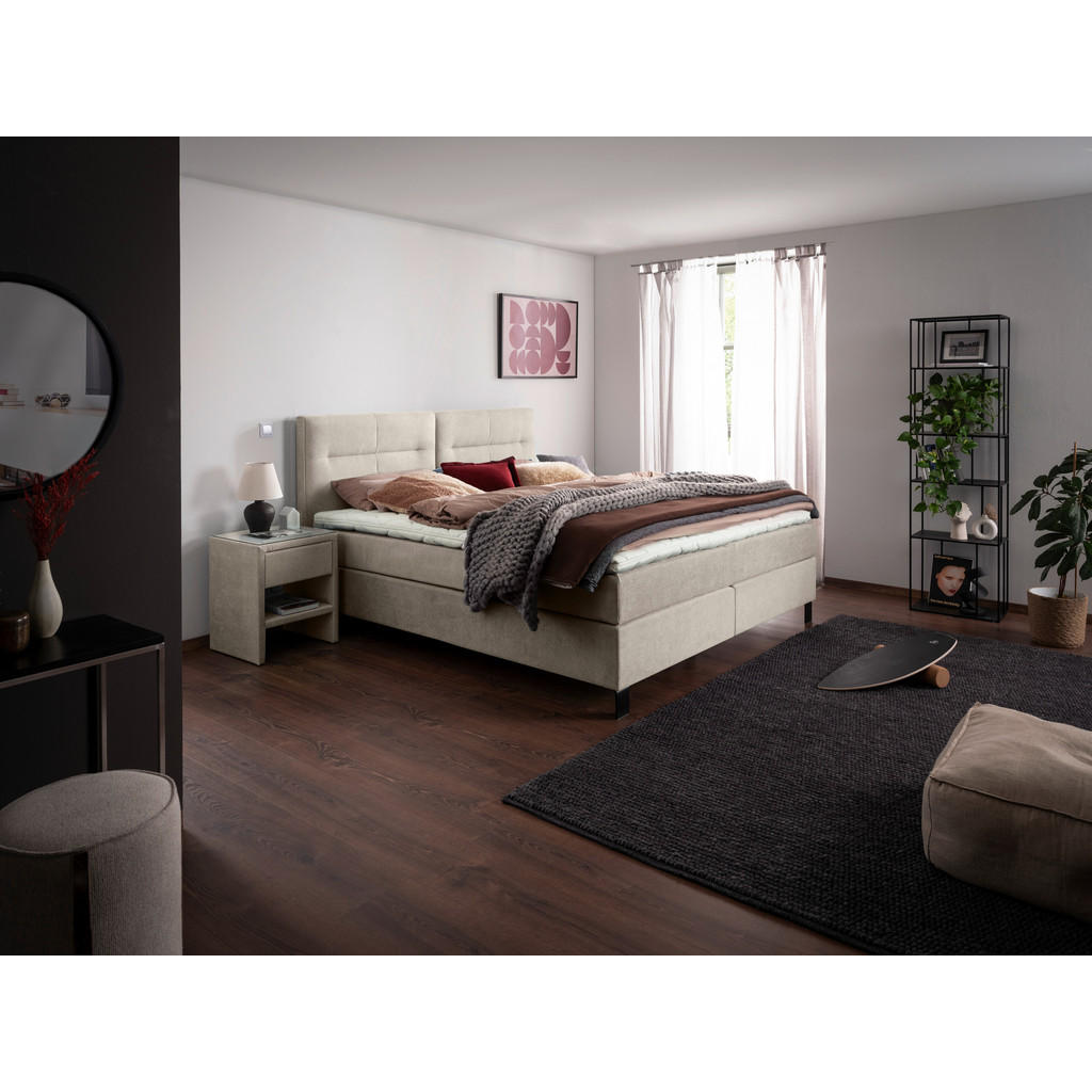 Thumbnail - Esposa Boxspringbett, Beige, Textil, H2, 7-Zonen, Höhe ca. 21 cm, 200x220 cm, Über- und Sondergrößen erhältlich, Stoffau...