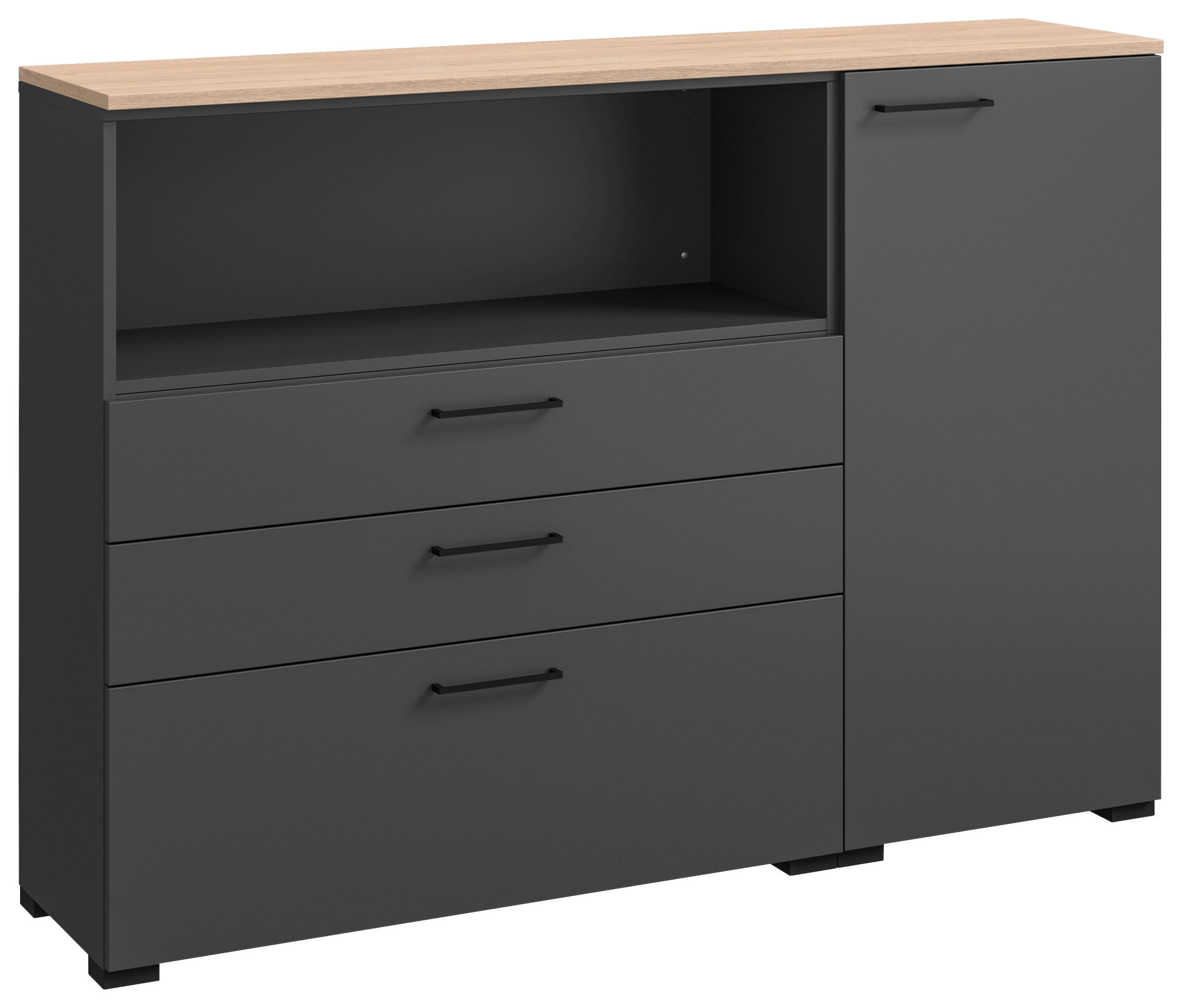 SIDEBOARD 150/108/41,9 cm  in Graphitfarben, Eichefarben  - Eichefarben/Anthrazit, Design, Holzwerkstoff/Metall (150/108/41,9cm) - Cantus
