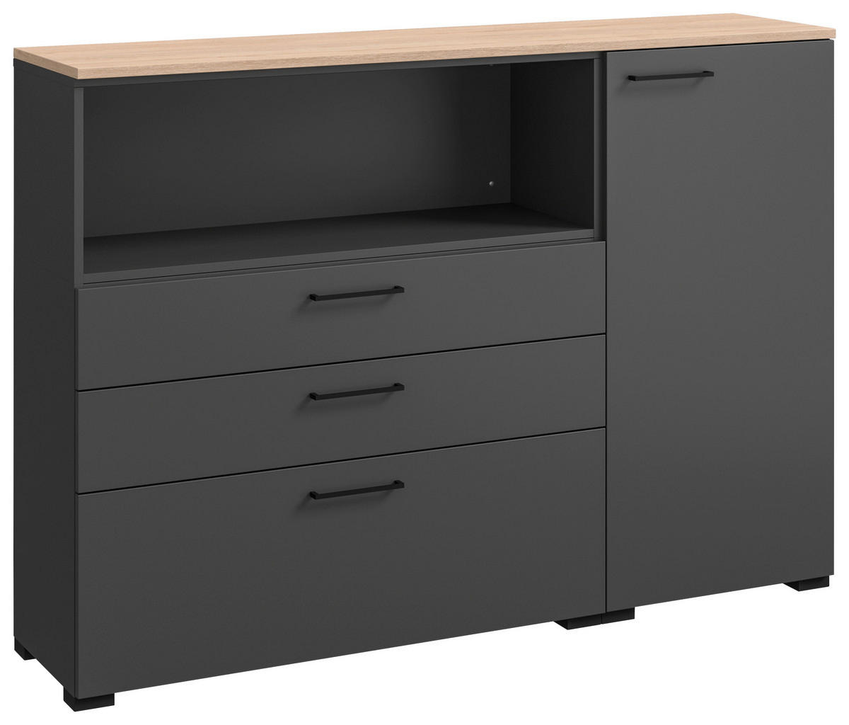 SIDEBOARD 150/108/41,9 cm  in Graphitfarben, Eichefarben  - Eichefarben/Anthrazit, Design, Holzwerkstoff/Metall (150/108/41,9cm) - Cantus