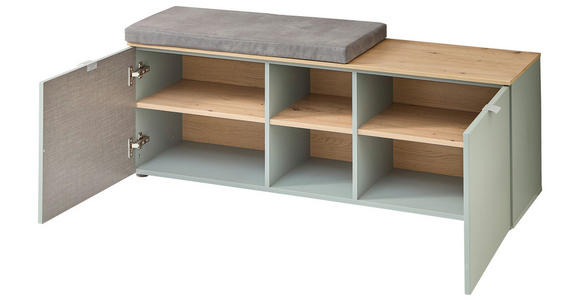 GARDEROBENBANK Bari in 128/50/38 cm - Salbeigrün/Silberfarben, Design, Holzwerkstoff/Kunststoff (128/50/38cm) - Xora