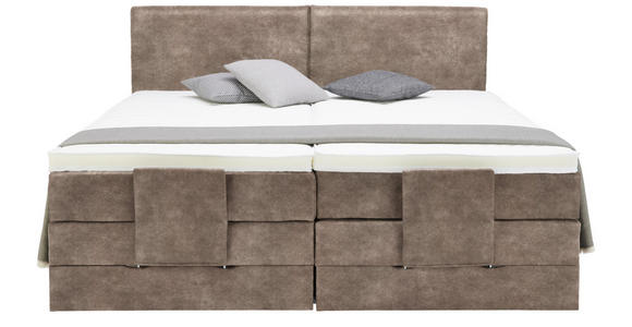 BOXSPRINGBETT 160/200 cm  in Taupe  - Taupe/Schwarz, Design, Kunststoff/Textil (160/200cm) - Hom`in