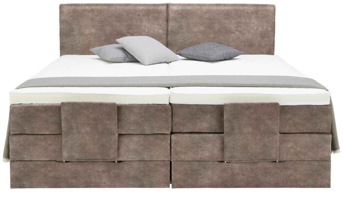 BOXSPRINGBETT 160/200 cm  in Taupe  - Taupe/Schwarz, Design, Kunststoff/Textil (160/200cm) - Hom`in