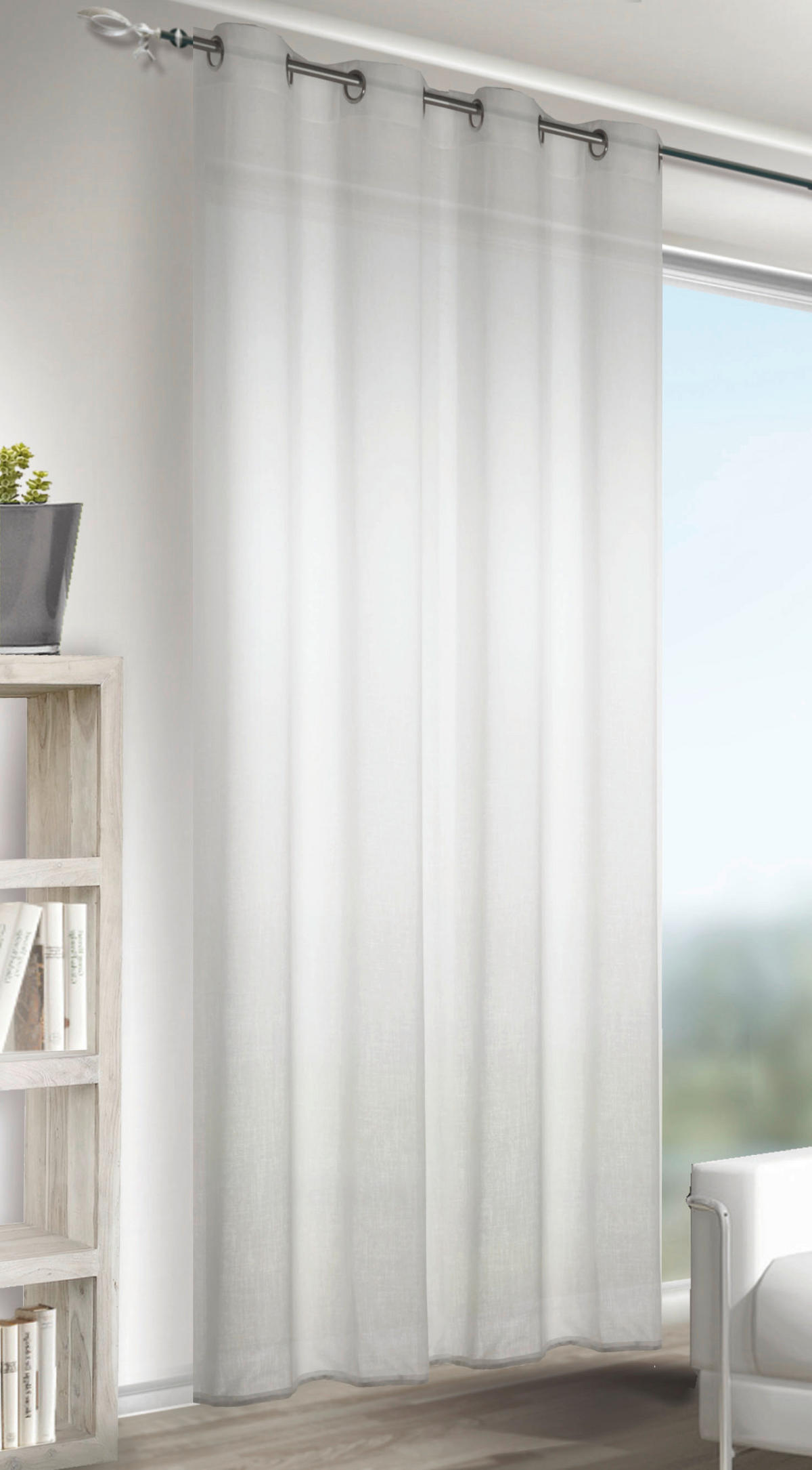 FERTIGVORHANG  halbtransparent  140/245 cm   - Weiß, Basics, Textil (140/245cm)