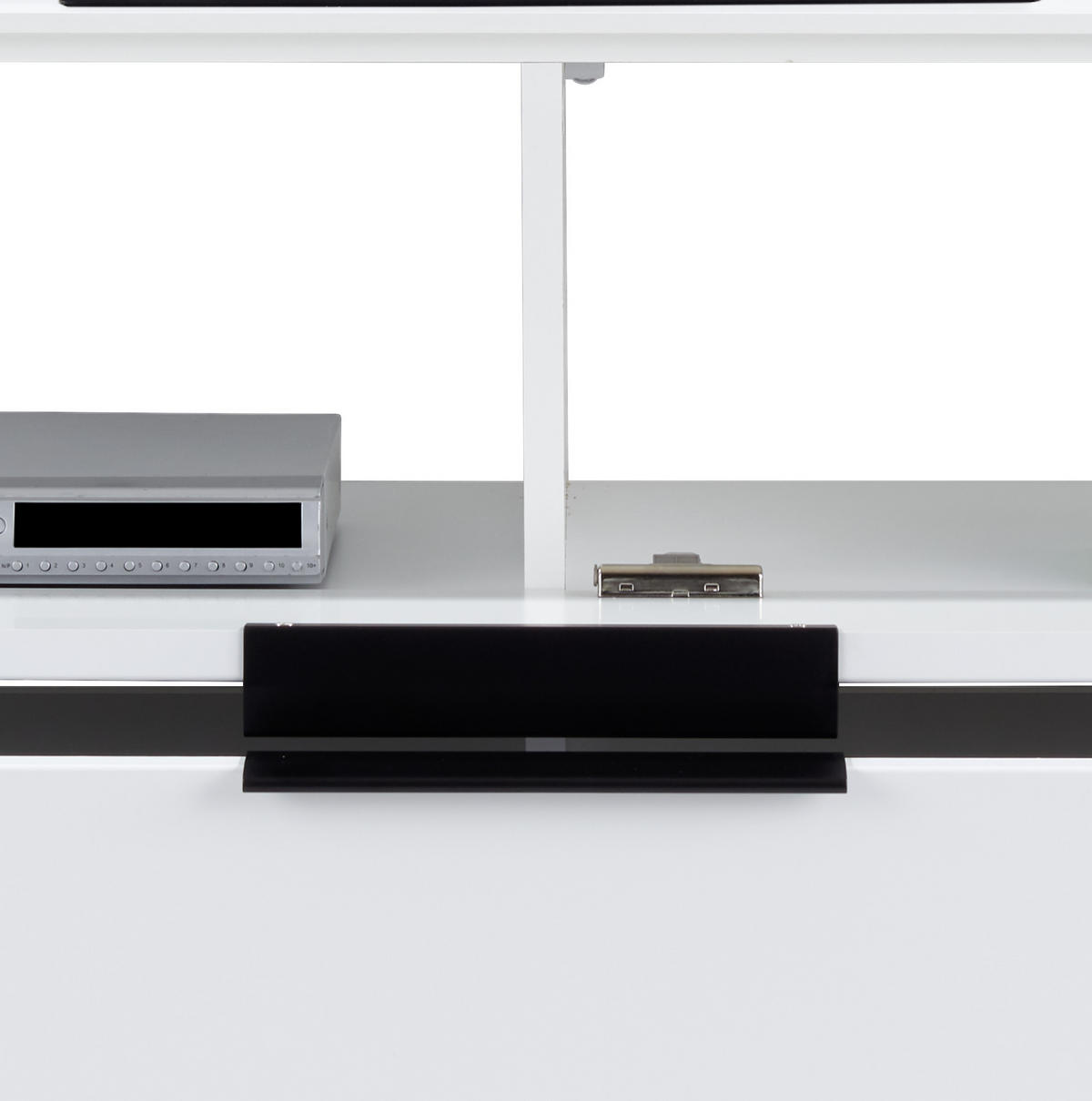 MEDIABÄNK vit  140/62/44 cm  - vit/svart, Modern, metall/trämaterial (140/62/44cm)