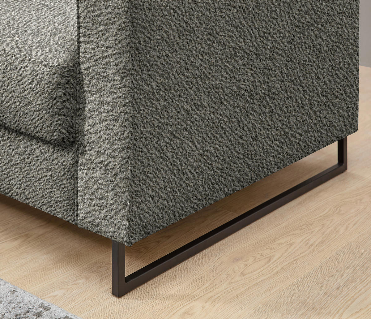 SCHLAFSOFA  in Flachgewebe Sandfarben  - Sandfarben/Schwarz, Design, Textil/Metall (174/90/95cm) - Bali