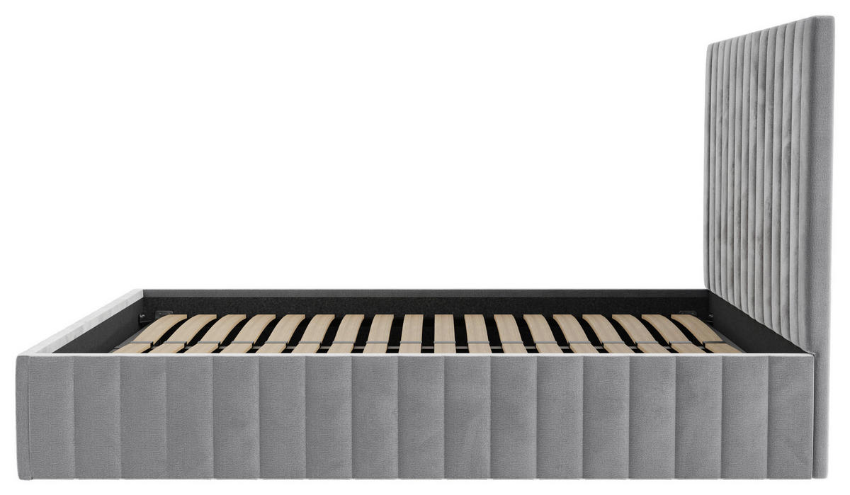 POLSTERBETT Bettkasten, Lattenrost 180/200 cm  in Hellgrau  - Hellgrau/Schwarz, Design, Holz/Textil (180/200cm) - Boxxx