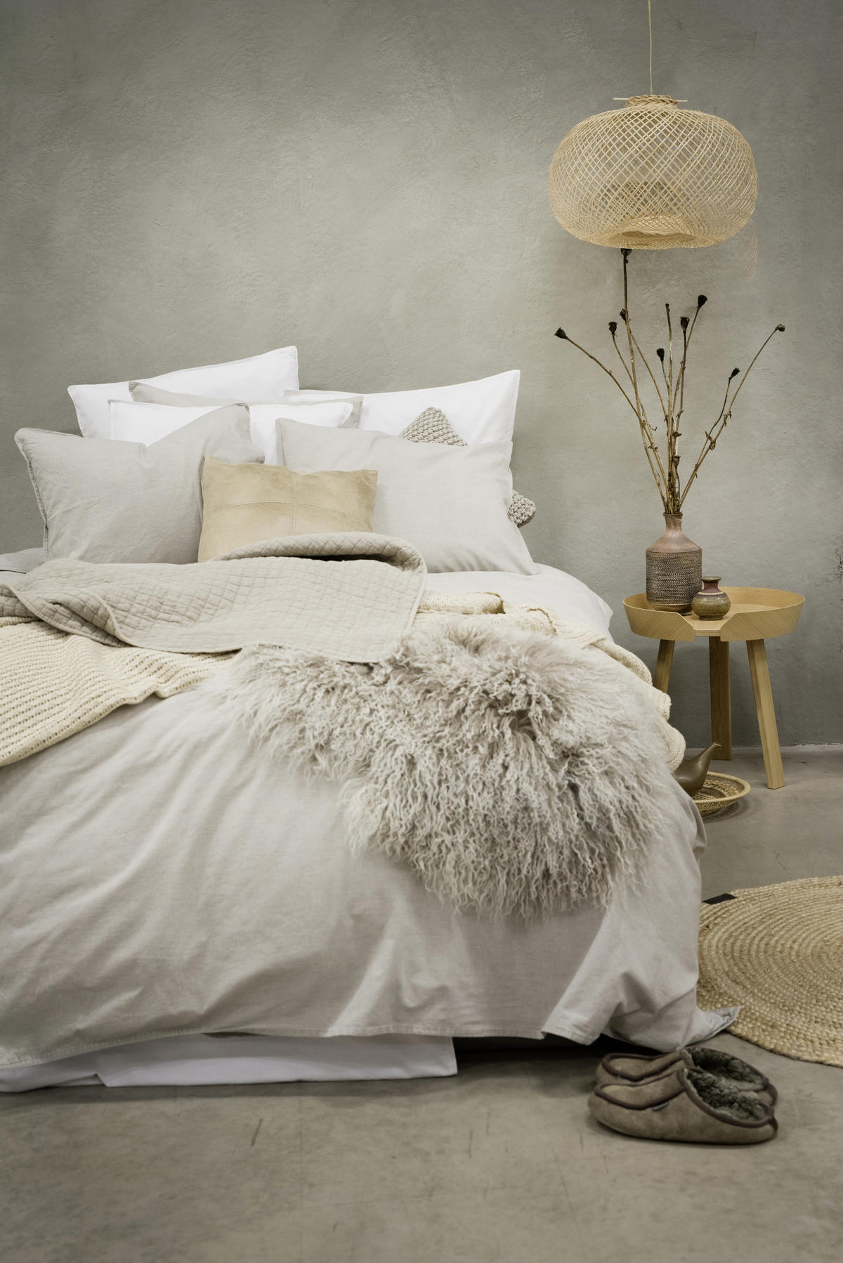 PÅSLAKANSET linneimitation 150/210 cm  - beige, Klassisk, textil (150/210cm)