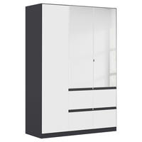 KLEIDERSCHRANK 3-türig Grau, Weiß  - Weiß/Grau, Trend, Glas/Holzwerkstoff (136/197/54cm) - Xora