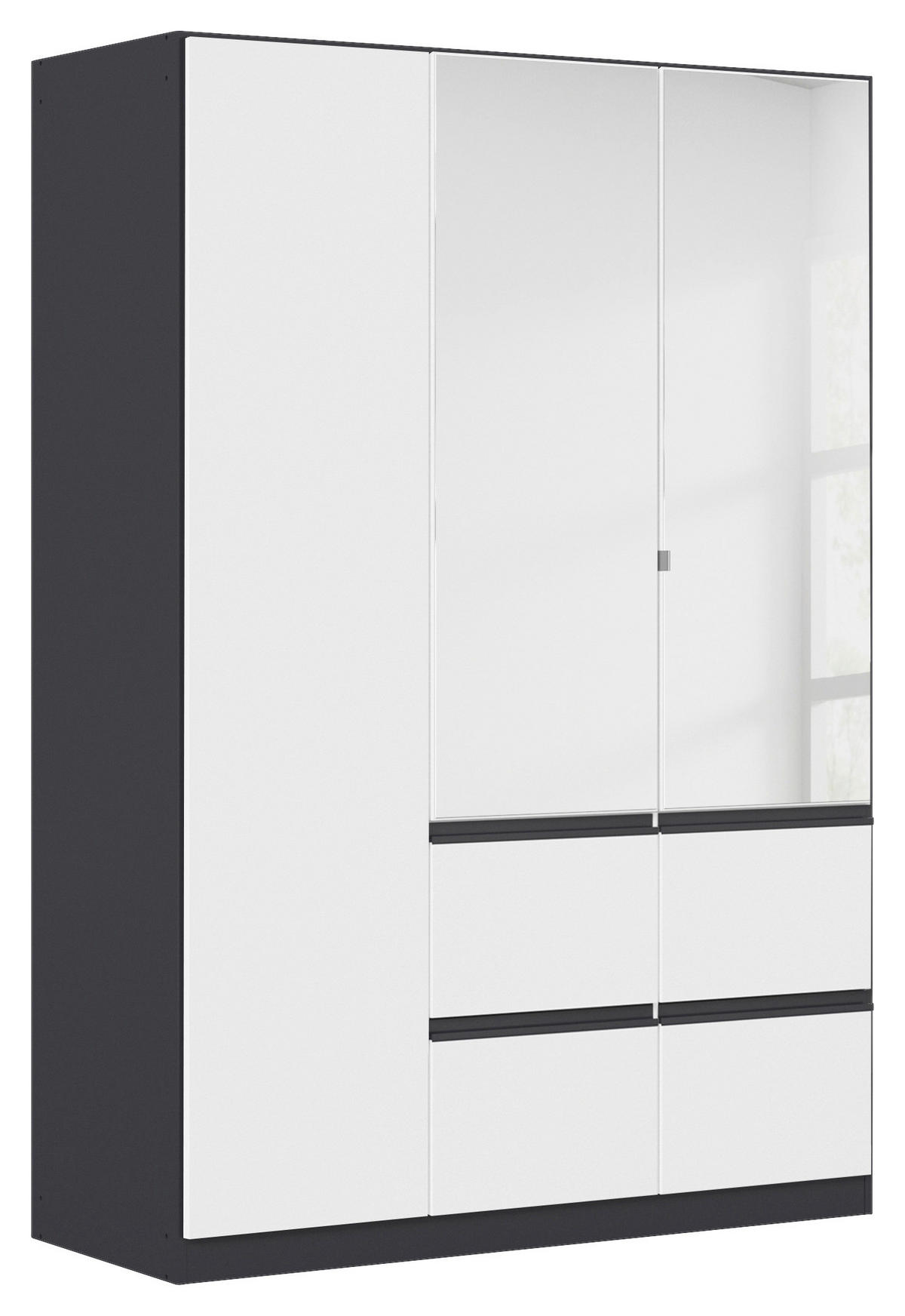 KLEIDERSCHRANK 3-türig Grau, Weiß  - Weiß/Grau, Trend, Glas/Holzwerkstoff (136/197/54cm) - Xora