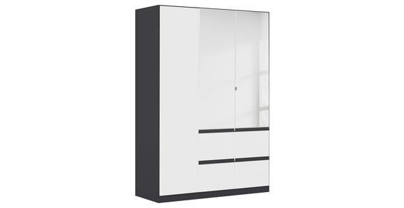 KLEIDERSCHRANK  in Grau, Weiß  - Weiß/Grau, Trend, Glas/Holzwerkstoff (136/197/54cm) - Xora