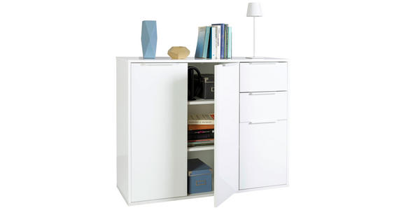 KOMMODE in 106,7/87/35,3 cm - Weiß Hochglanz/Schwarz, Design, Holzwerkstoff/Kunststoff (106,7/87/35,3cm) - Carryhome