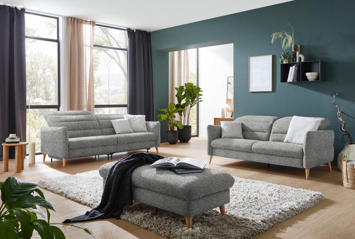 2-SITZER-SOFA in Webstoff Hellgrau  - Eiche Bianco/Hellgrau, Design, Holz/Textil (192-220/85-106/98-112cm) - Dieter Knoll