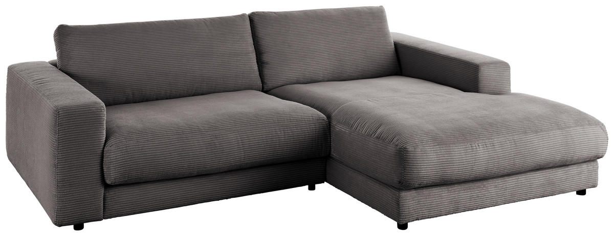 ECKSOFA in Cord Dunkelgrau  - Dunkelgrau/Schwarz, Design, Kunststoff/Textil (270/190cm) - Lomoco