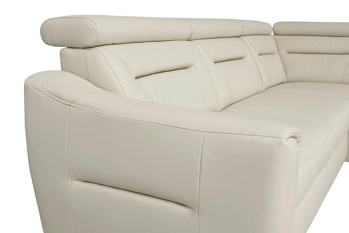 ECKSOFA Lederlook Echtleder Creme  - Wengefarben/Creme, Design, Leder/Holz (212/260cm) - Celina Home