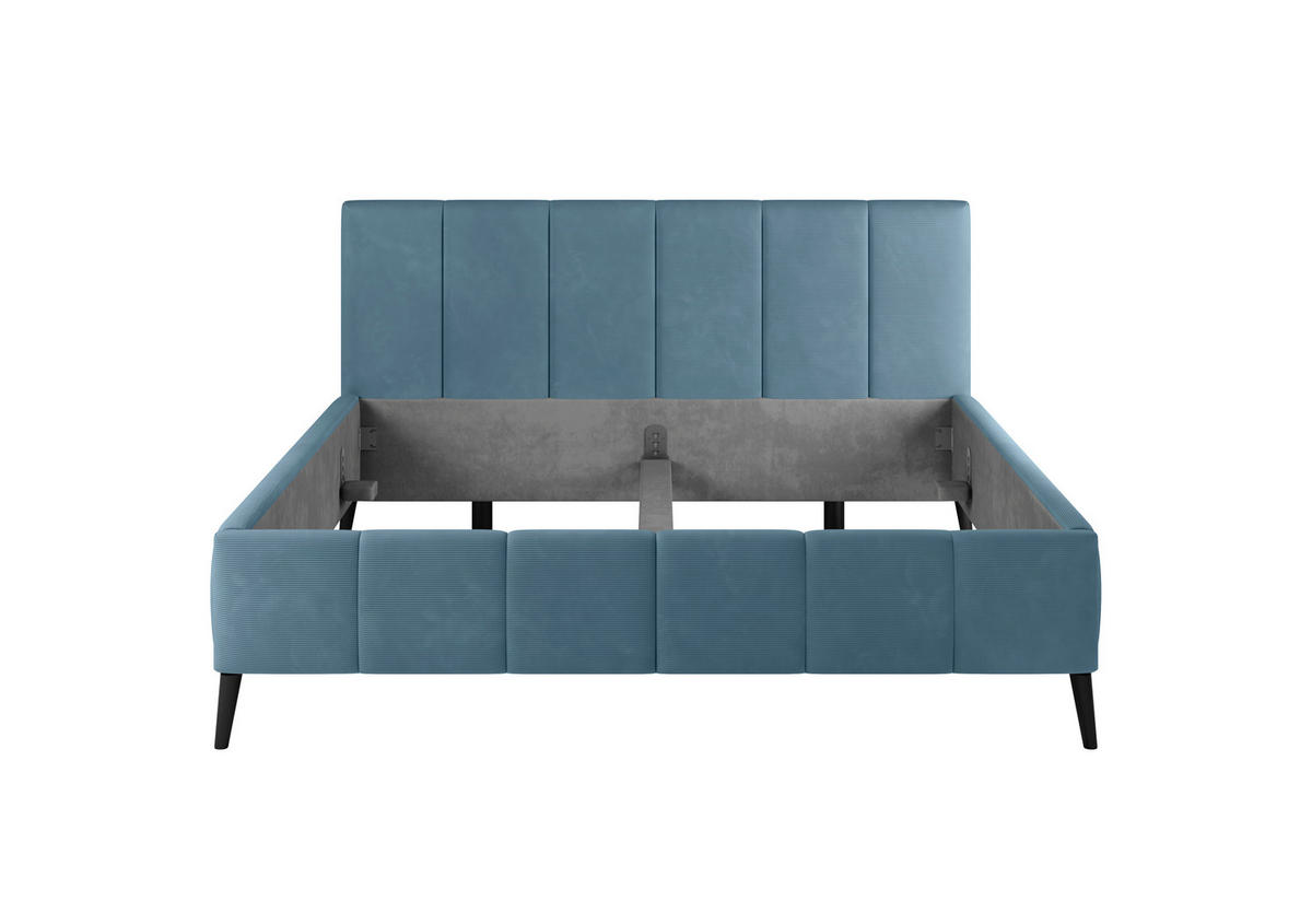 POLSTERBETT gepolstertes Kopfteil, Lattenrost 140/200 cm  in Hellblau  - Schwarz/Naturfarben, Trend, Holz/Textil (140/200cm) - home24