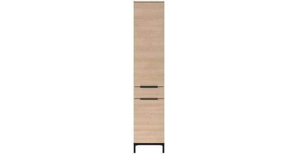 HOCHSCHRANK 38/190/38 cm  - Eichefarben/Schwarz, MODERN, Holzwerkstoff/Metall (38/190/38cm) - Xora