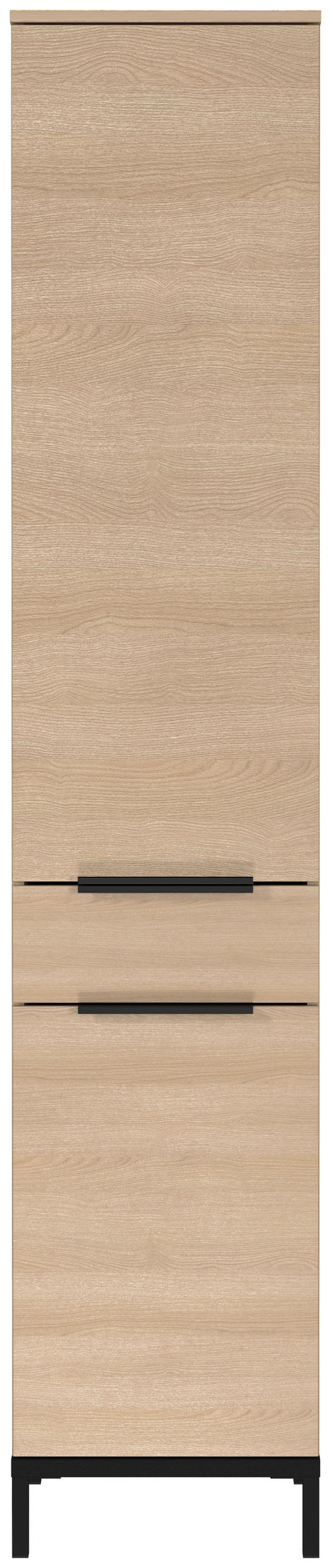 MAGASSZEKRÉNY 38/190/38 cm  - tölgyfa színű/fekete, Modern, faalapú anyag/fém (38/190/38cm) - Xora