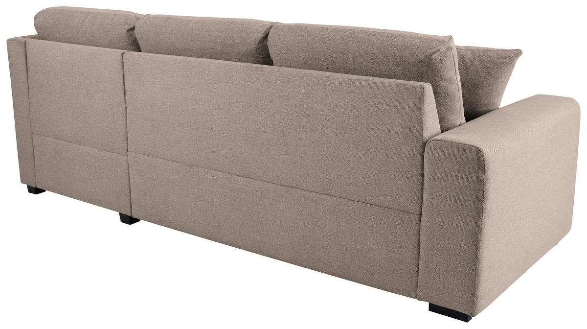 ECKSOFA LUKAS Hellbraun Struktur Zierkissen, Bettkasten  - Hellbraun, Trend, Textil (239/158cm) - P & B
