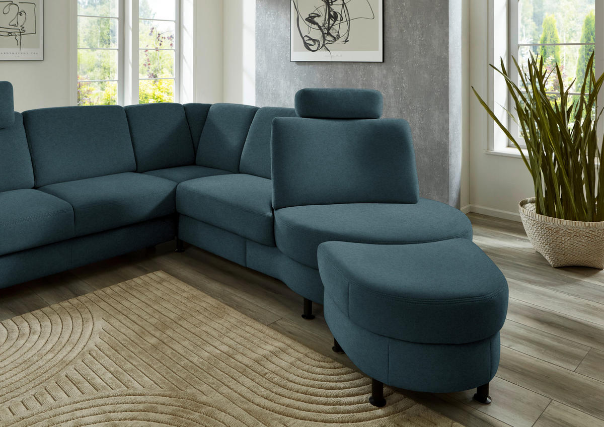 ECKSOFA  in Flachgewebe Opal  248/252 cm  - Opal/Schwarz, KONVENTIONELL, Textil/Metall (248/252cm) - Beldomo Comfort