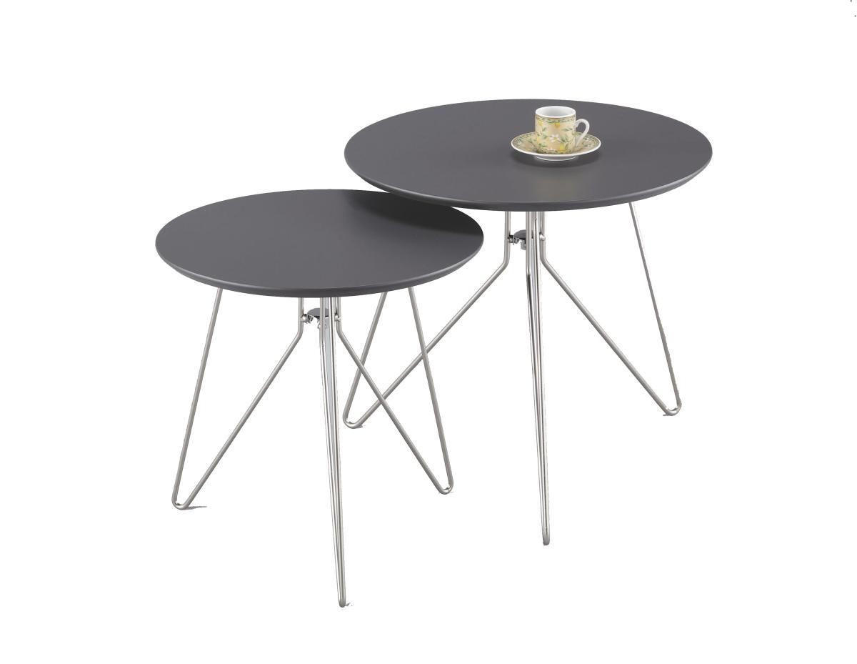 SADA ODKLÁDACÍCH STOLKŮ, antracitová, barvy niklu, kov, kompozitní dřevo,  - antracitová/barvy niklu, Design, kov/kompozitní dřevo - Xora